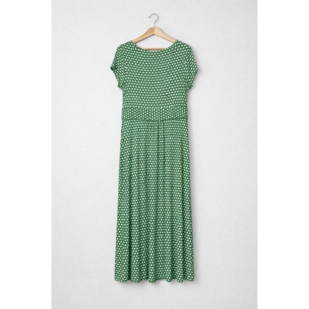 Boden Amelie Midi Dress Green Stretch Jersey Pockets Casual Resort Boho Size 12 - Picture 2 of 7